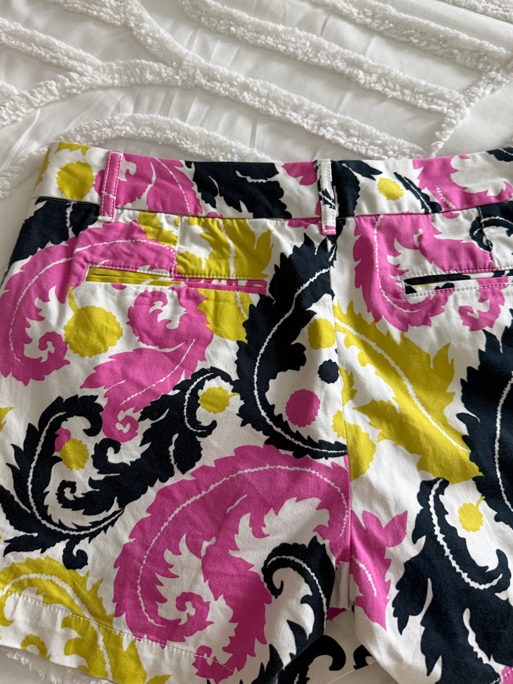 Banana Republic Pink Black Yellow Scroll-Print Bermuda Shorts - Picture 7 of 11